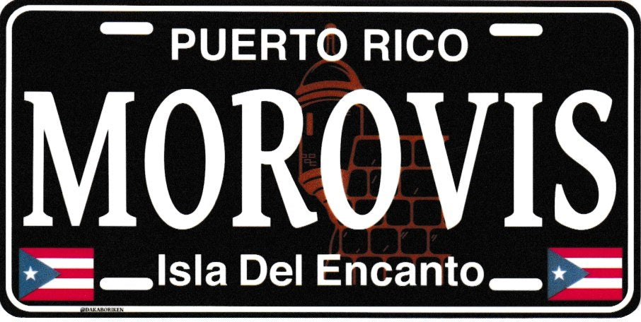 6" Puerto Rico Black License Plate Stickers