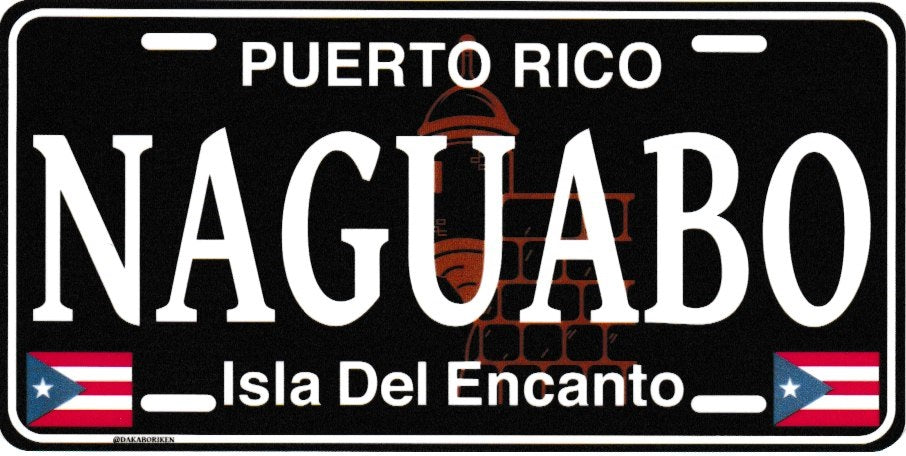 6" Puerto Rico Black License Plate Stickers