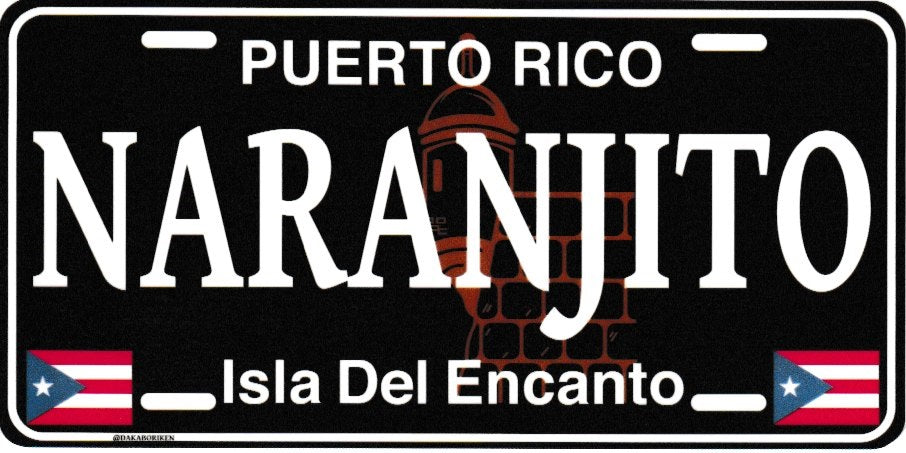 6" Puerto Rico Black License Plate Stickers