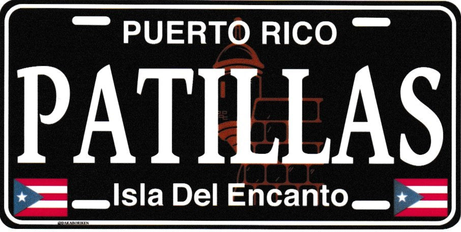 6" Puerto Rico Black License Plate Stickers