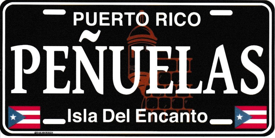 6" Puerto Rico Black License Plate Stickers