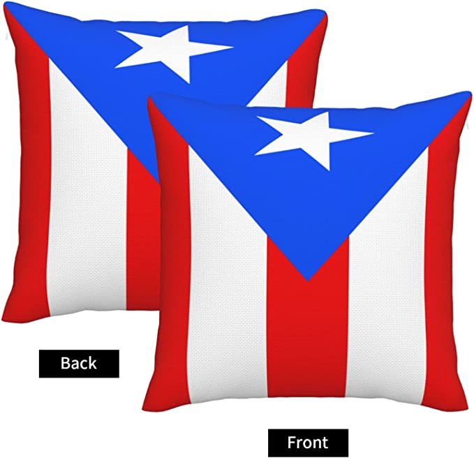 Puerto Rico Flag Burlap Throw Pillow Case