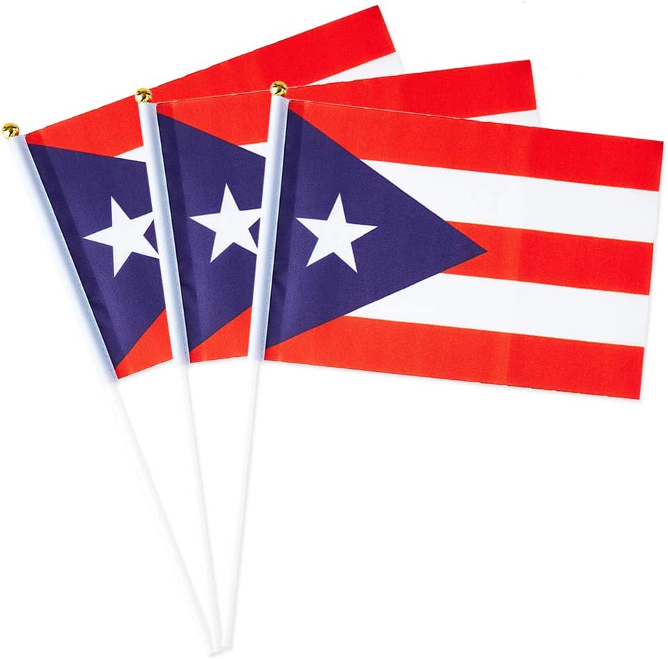 Puerto Rico Small Stick Mini Hand Held Flags Decorations