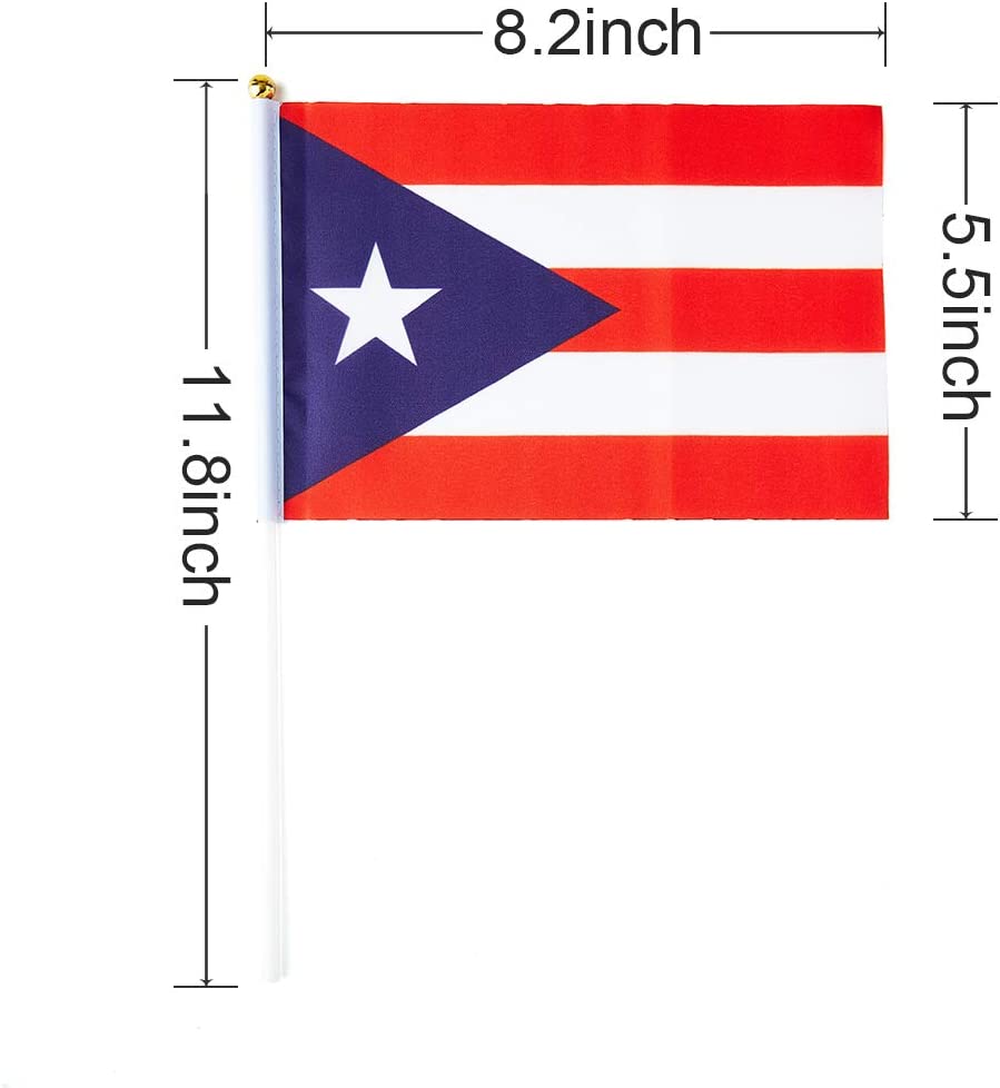 Puerto Rico Small Stick Mini Hand Held Flags Decorations