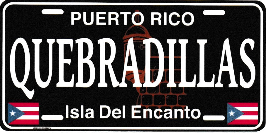 6" Puerto Rico Black License Plate Stickers