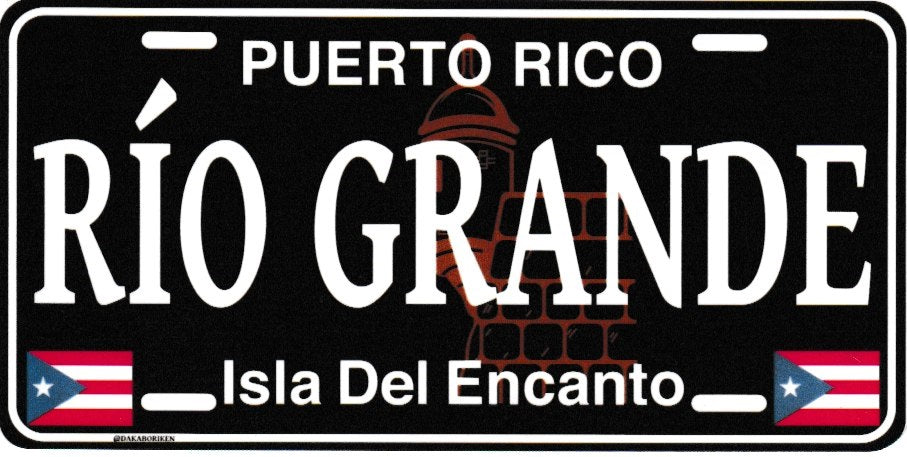 6" Puerto Rico Black License Plate Stickers