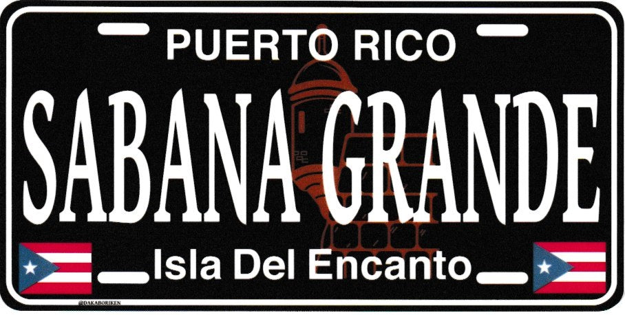 6" Puerto Rico Black License Plate Stickers