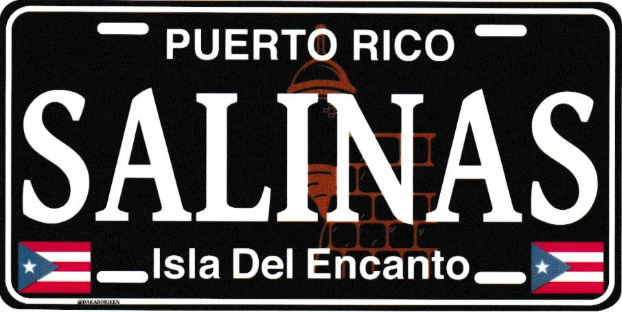 6" Puerto Rico Black License Plate Stickers