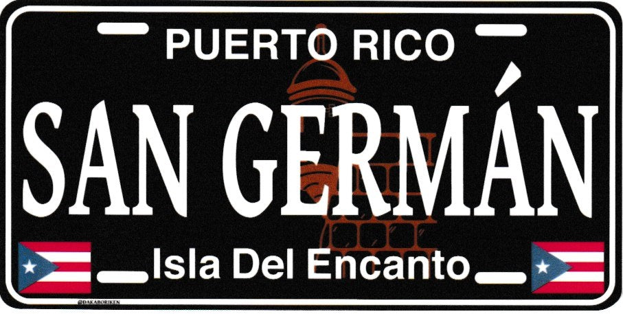 6" Puerto Rico Black License Plate Stickers