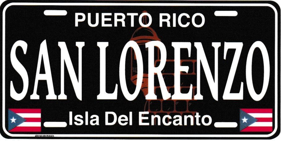 6" Puerto Rico Black License Plate Stickers