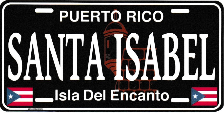 6" Puerto Rico Black License Plate Stickers