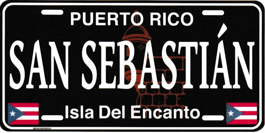 6" Puerto Rico Black License Plate Stickers