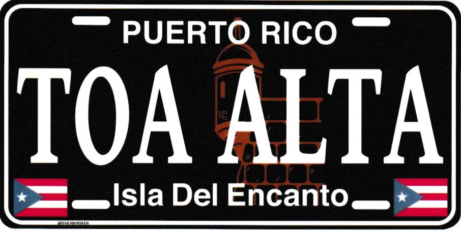 6" Puerto Rico Black License Plate Stickers