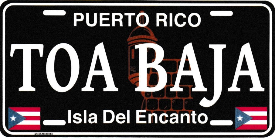 6" Puerto Rico Black License Plate Stickers