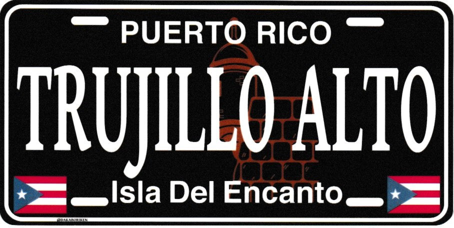 6" Puerto Rico Black License Plate Stickers