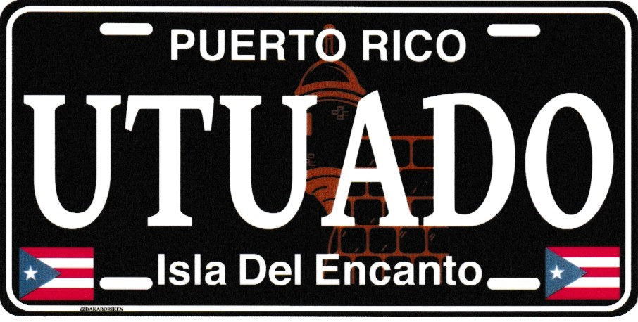 6" Puerto Rico Black License Plate Stickers