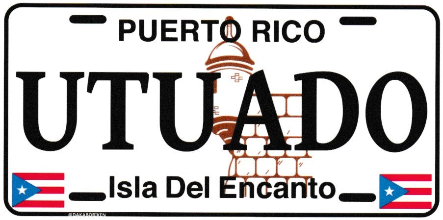 6" Puerto Rico White License Plate Stickers