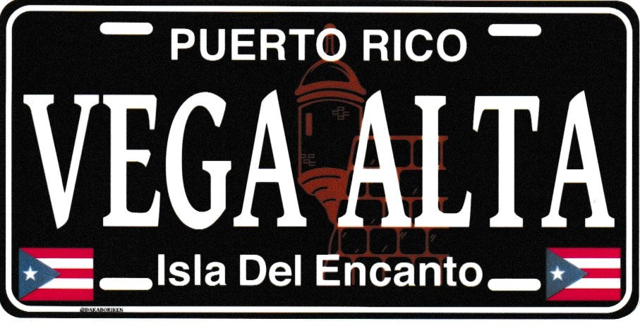 6" Puerto Rico Black License Plate Stickers