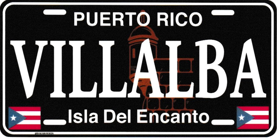 6" Puerto Rico Black License Plate Stickers