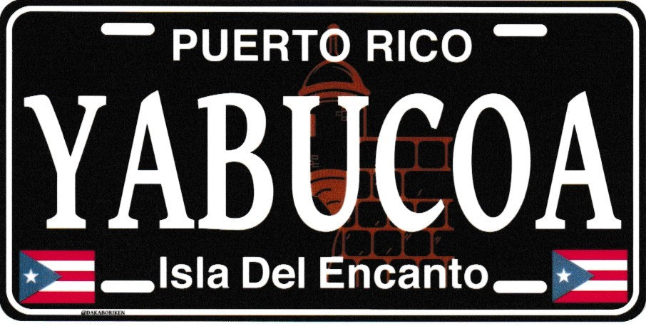 6" Puerto Rico Black License Plate Stickers