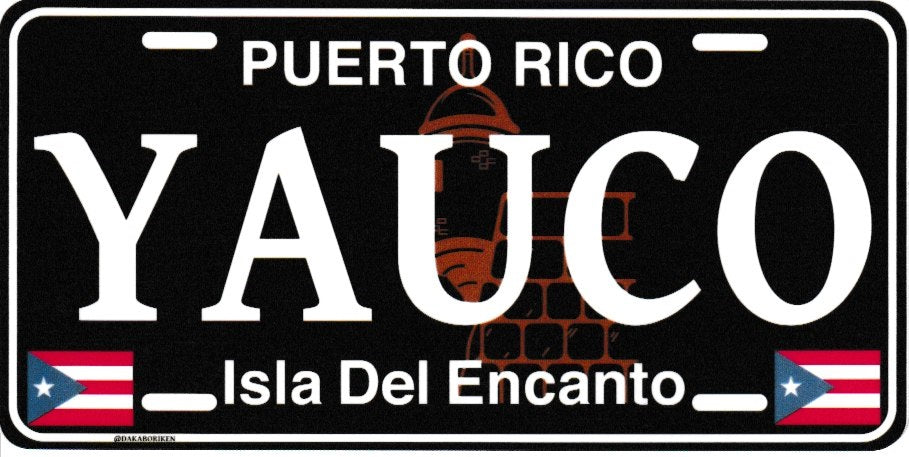 6" Puerto Rico Black License Plate Stickers